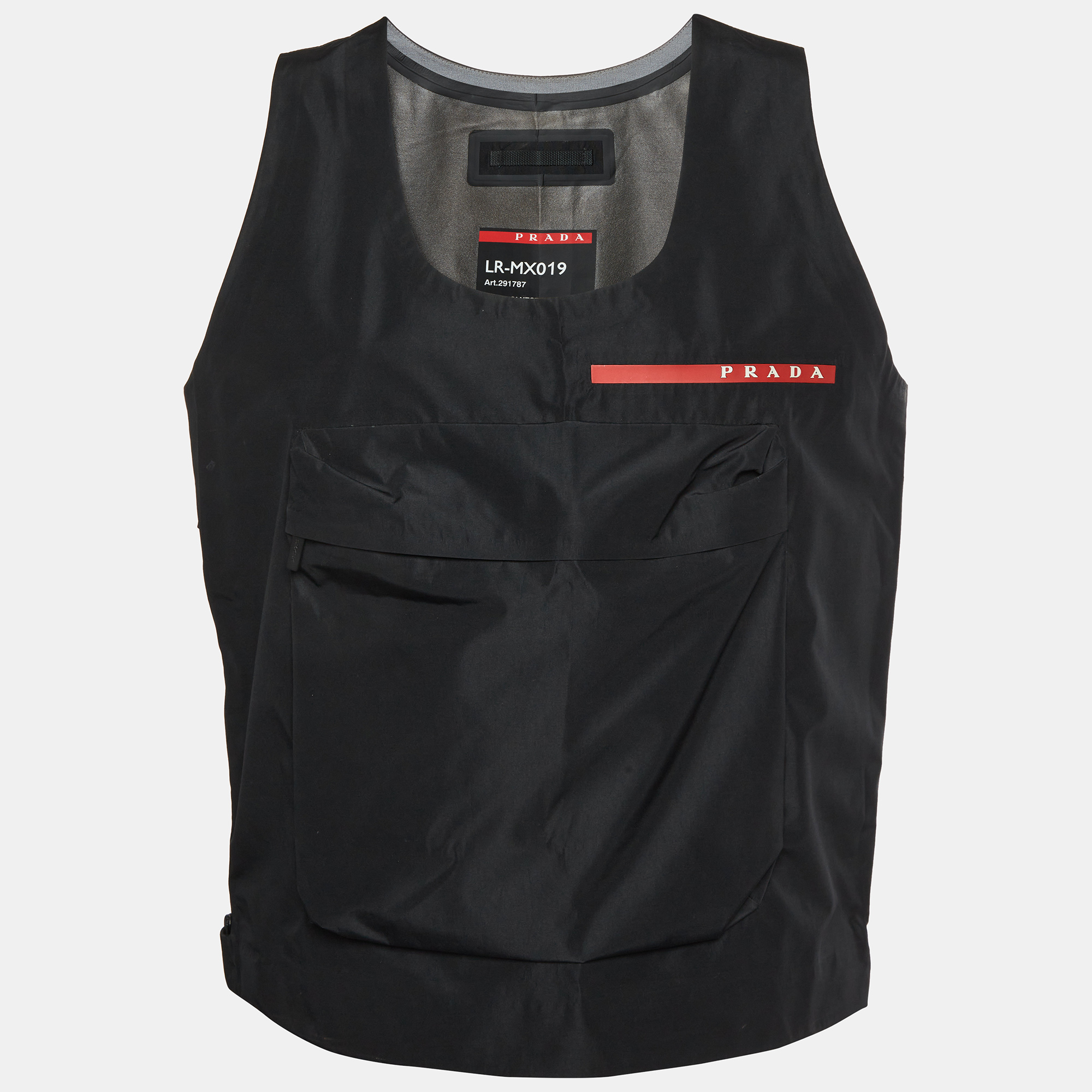 Prada Black Logo Detail Nylon Linea Rossa Vest Prada Black Logo Detail Nylon Linea Rossa Vest
