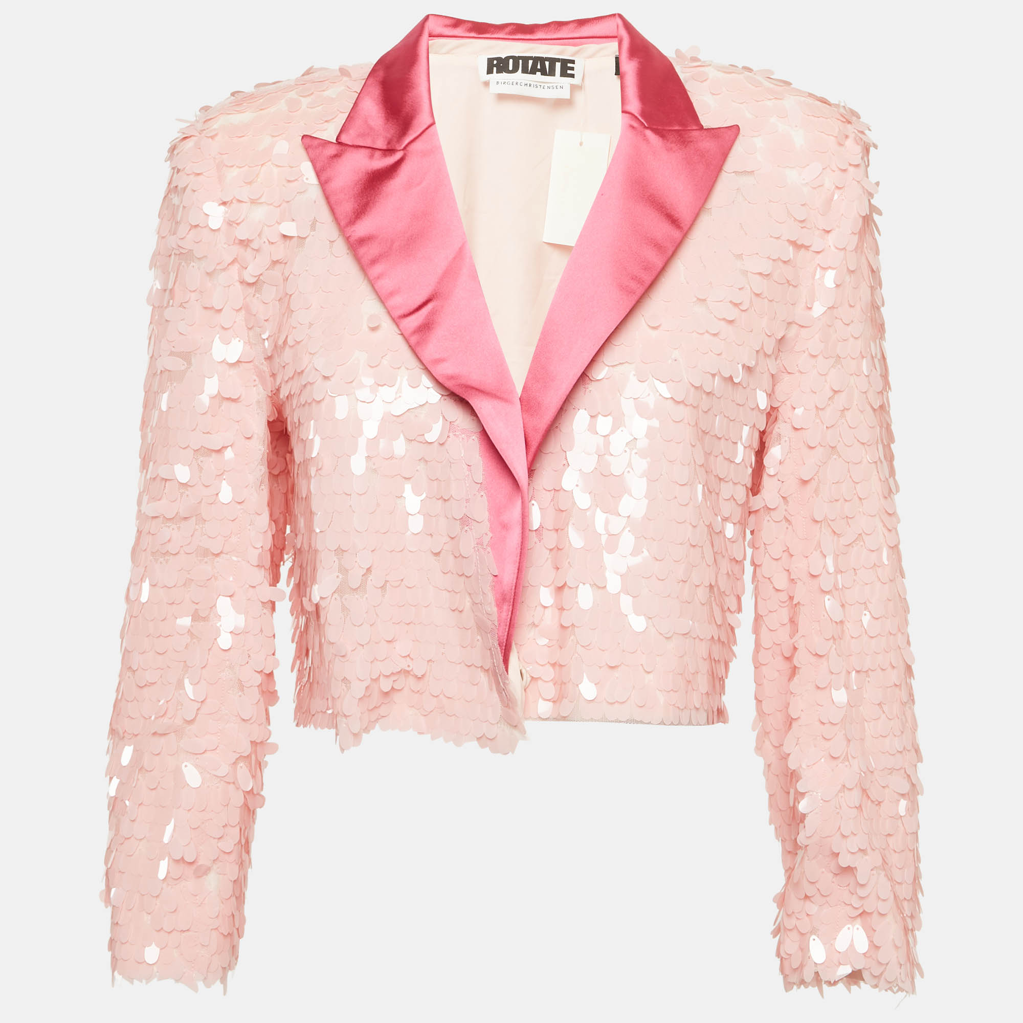 ROTATE BIRGER CHRISTENSEN Pink Sequin and Satin Blazer ROTATE BIRGER CHRISTENSEN Pink Sequin and Satin Blazer