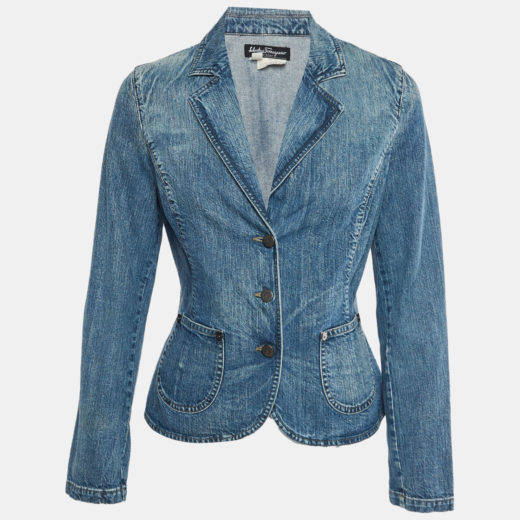 Salvatore Ferragamo Blue Denim Slim Fit Jacket Salvatore Ferragamo Blue Denim Slim Fit Jacket
