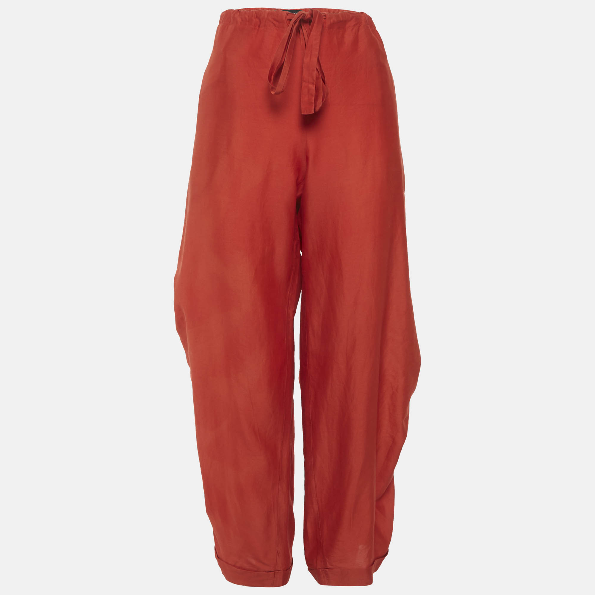Sonia Rykiel Red Cotton Blend Drawstring Trousers