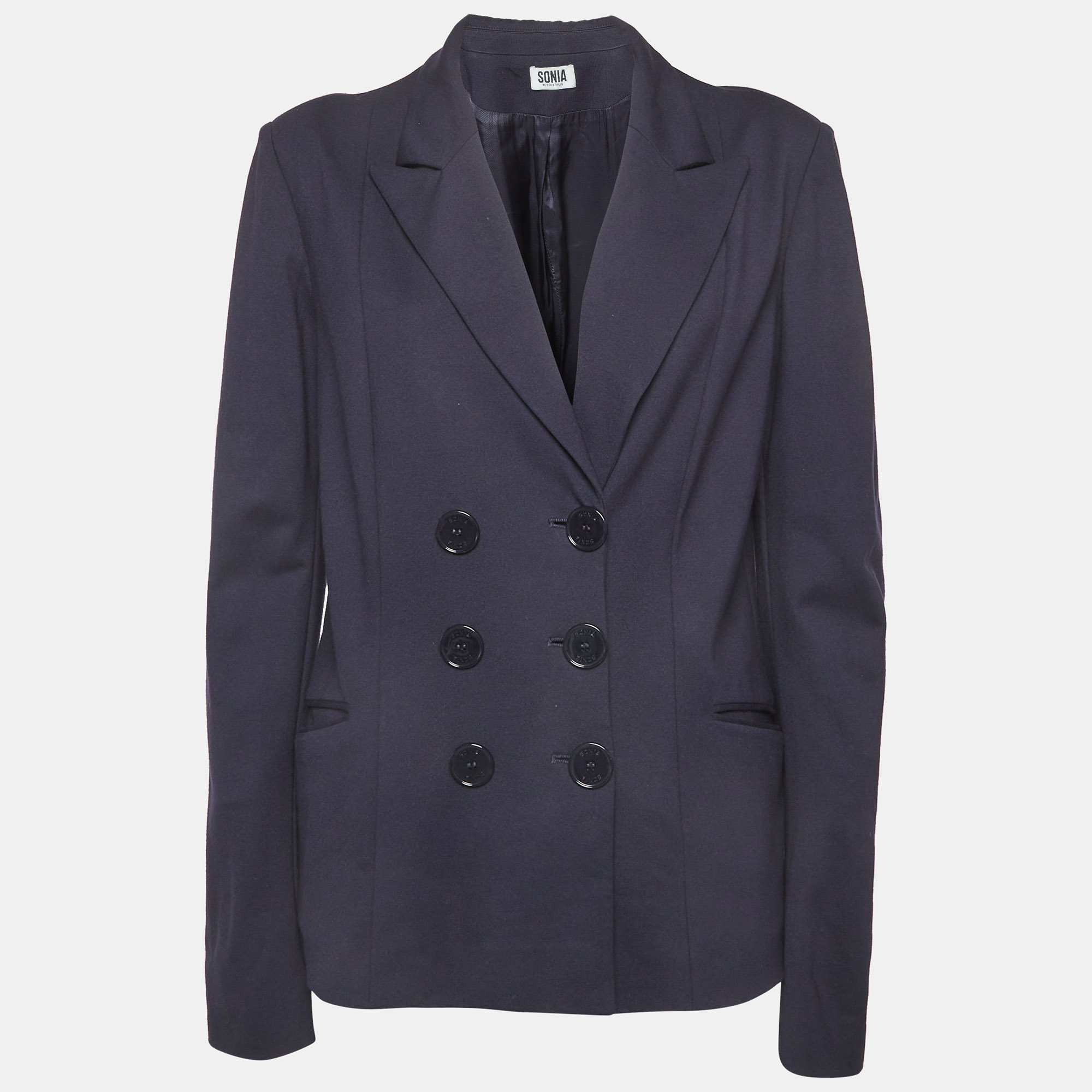 Sonia by Sonia Rykiel Navy Blue Jersey Double Breasted Blazer Sonia by Sonia Rykiel Navy Blue Jersey Double Breasted Blazer