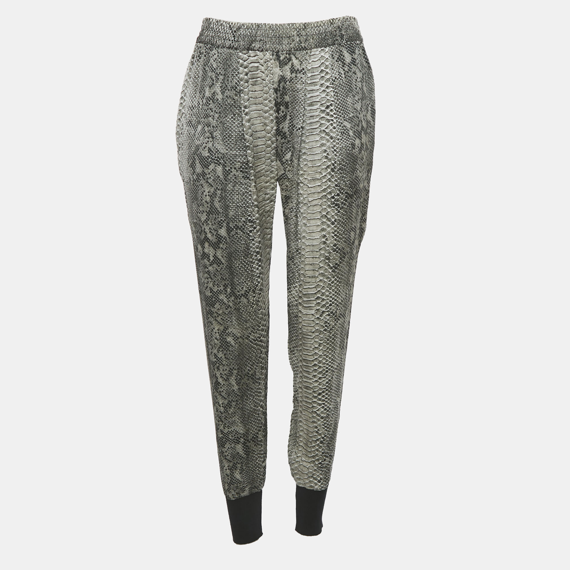 Stella McCartney Grey Snakeskin Print Silk Joggers Stella McCartney Grey Snakeskin Print Silk Joggers