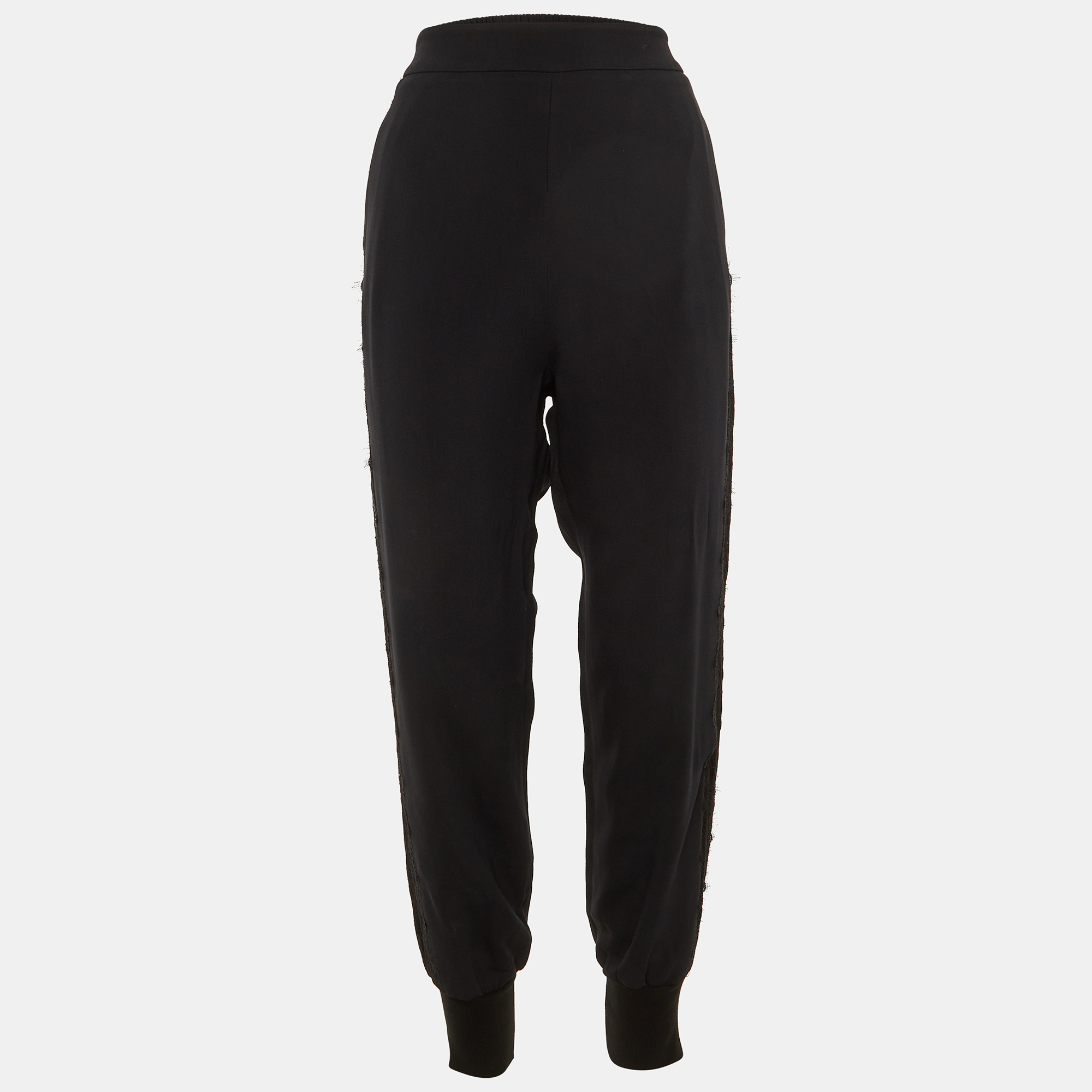 Stella McCartney Crepe Lace Trim Detail Cuffed Trousers Stella McCartney Crepe Lace Trim Detail Cuffed Trousers