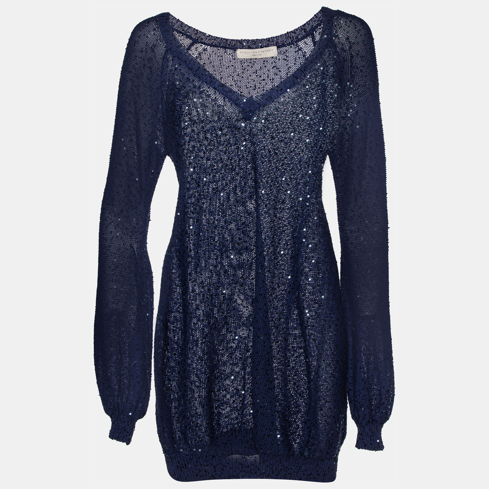 Stella McCartney Navy Blue Sequined Cotton Knit Jumper
