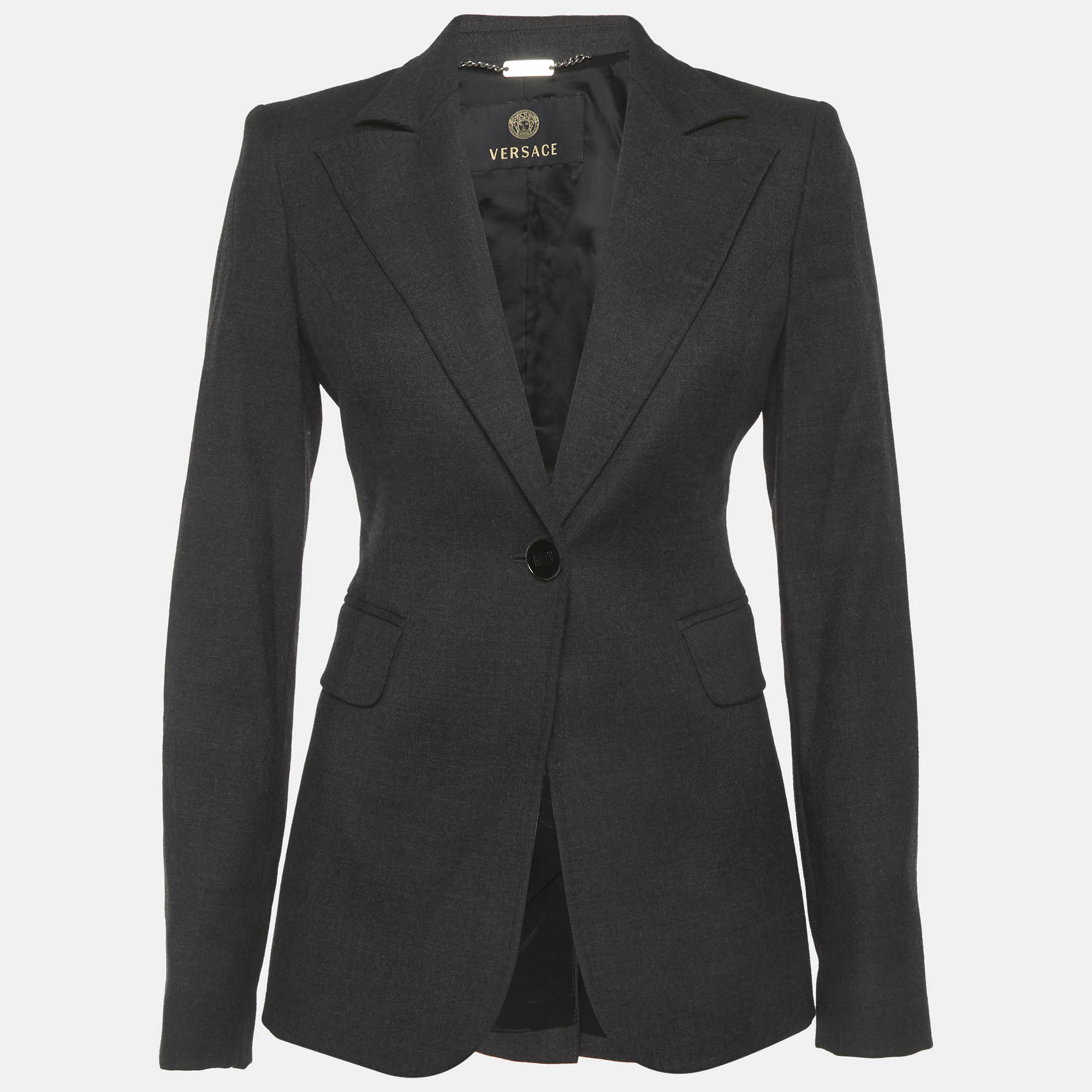 Versace Black Wool Blend Regular Fit Blazer