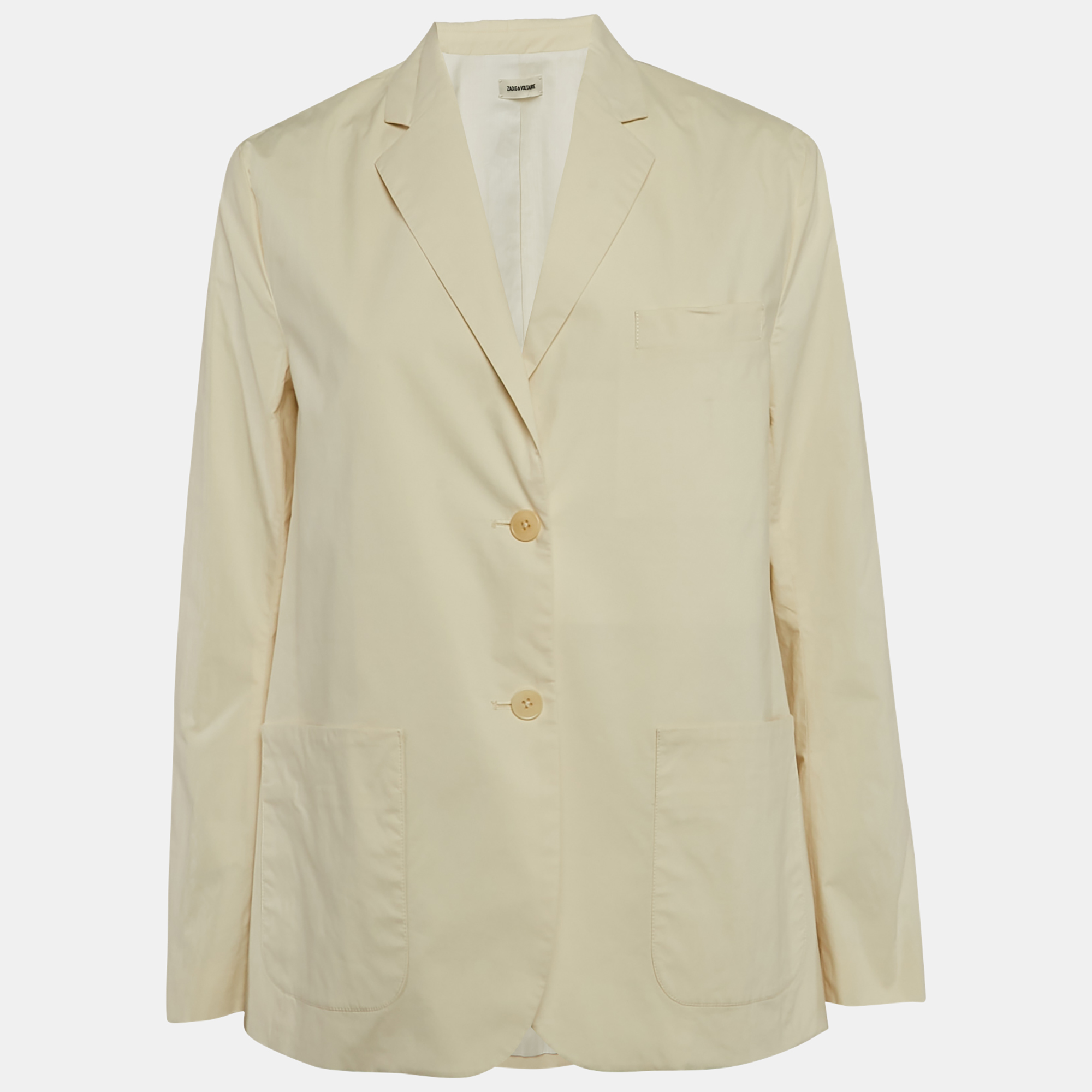Zadig & Voltaire Cream Cotton Popeline Single Breasted Blazer Zadig & Voltaire Cream Cotton Popeline Single Breasted Blazer