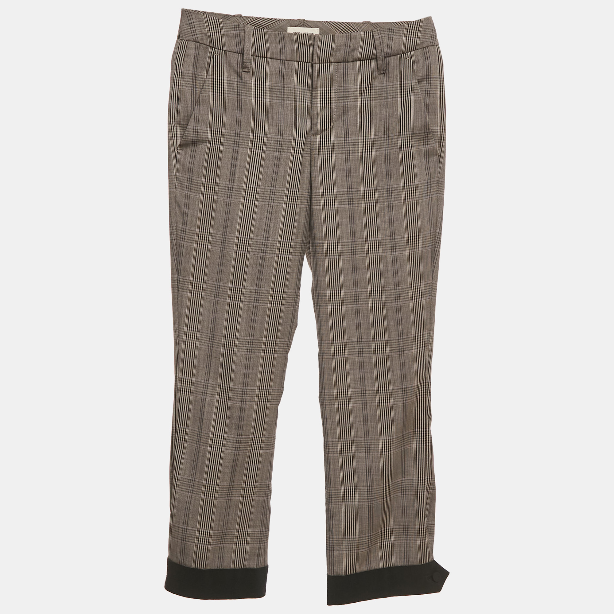 Zadig & Voltaire Brown Prince of Wales Print Wool Trousers Zadig & Voltaire Brown Prince of Wales Print Wool Trousers