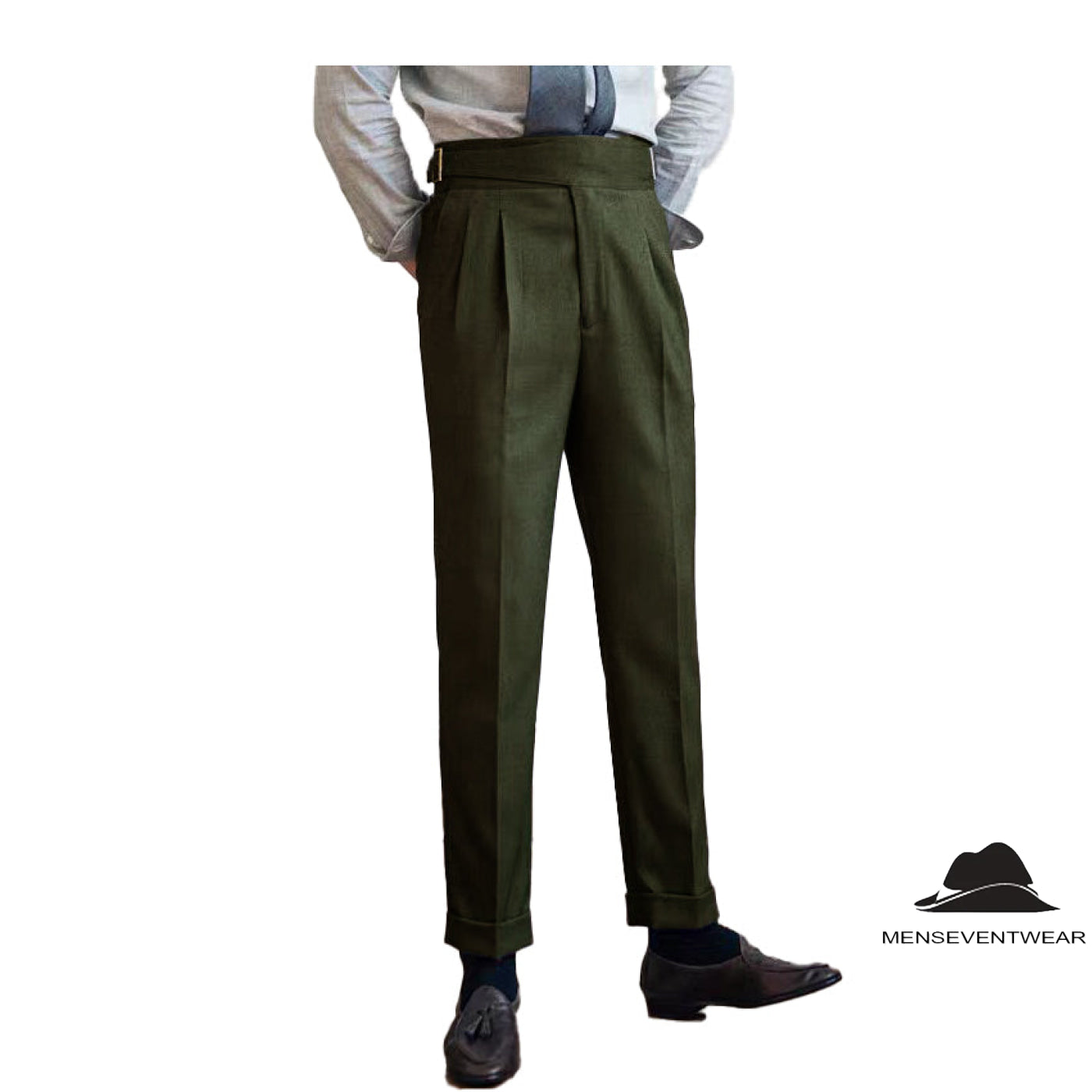 Men’s Causal Suit Pants Regular Fit Trousers – Army Green W x L Men’s Causal Suit Pants Regular Fit Trousers – Army Green W x L