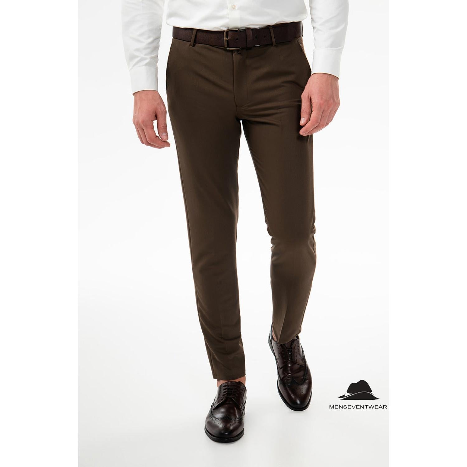 Men’s Formal Suit Pants Regular Fit Trousers – Coffee W x L