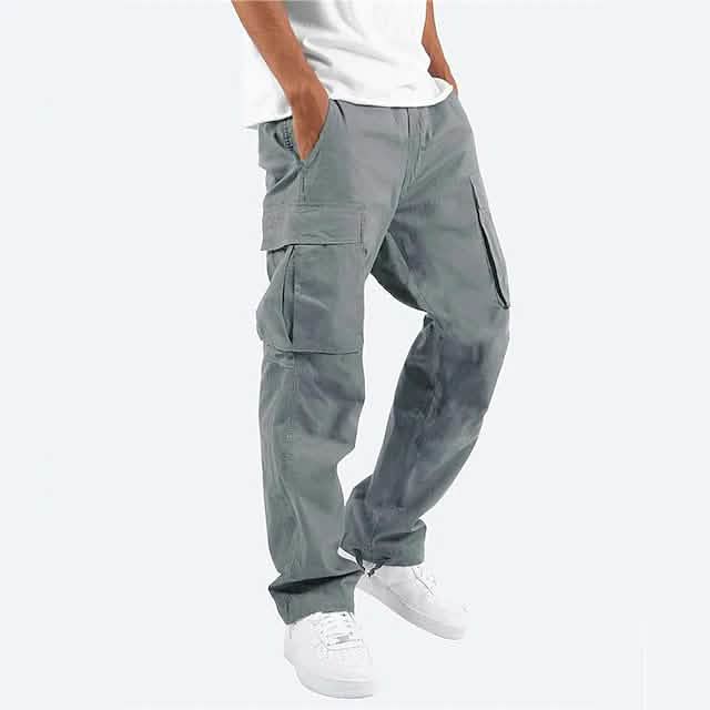 Men’s Cargo Pants Trousers Drawstring Elastic Waist Multi Pocket