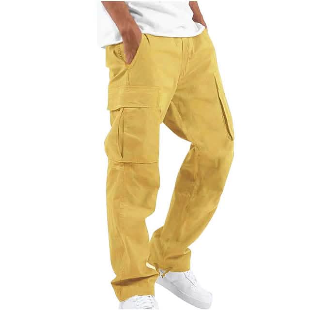 Men’s Cargo Pants Trousers Drawstring Elastic Waist Multi Pocket