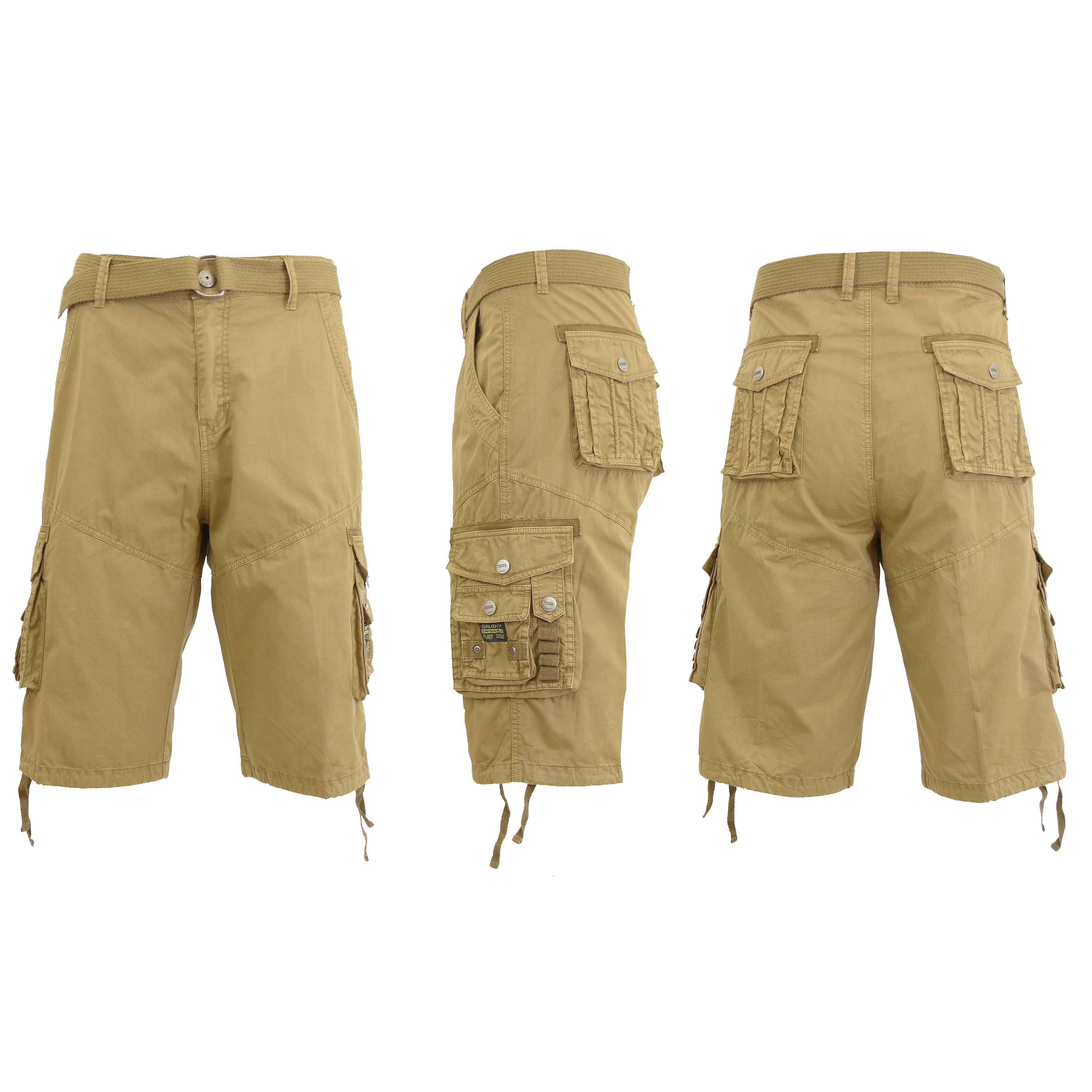 Men’s Distressed Vintage Belted Cargo Utility Shorts