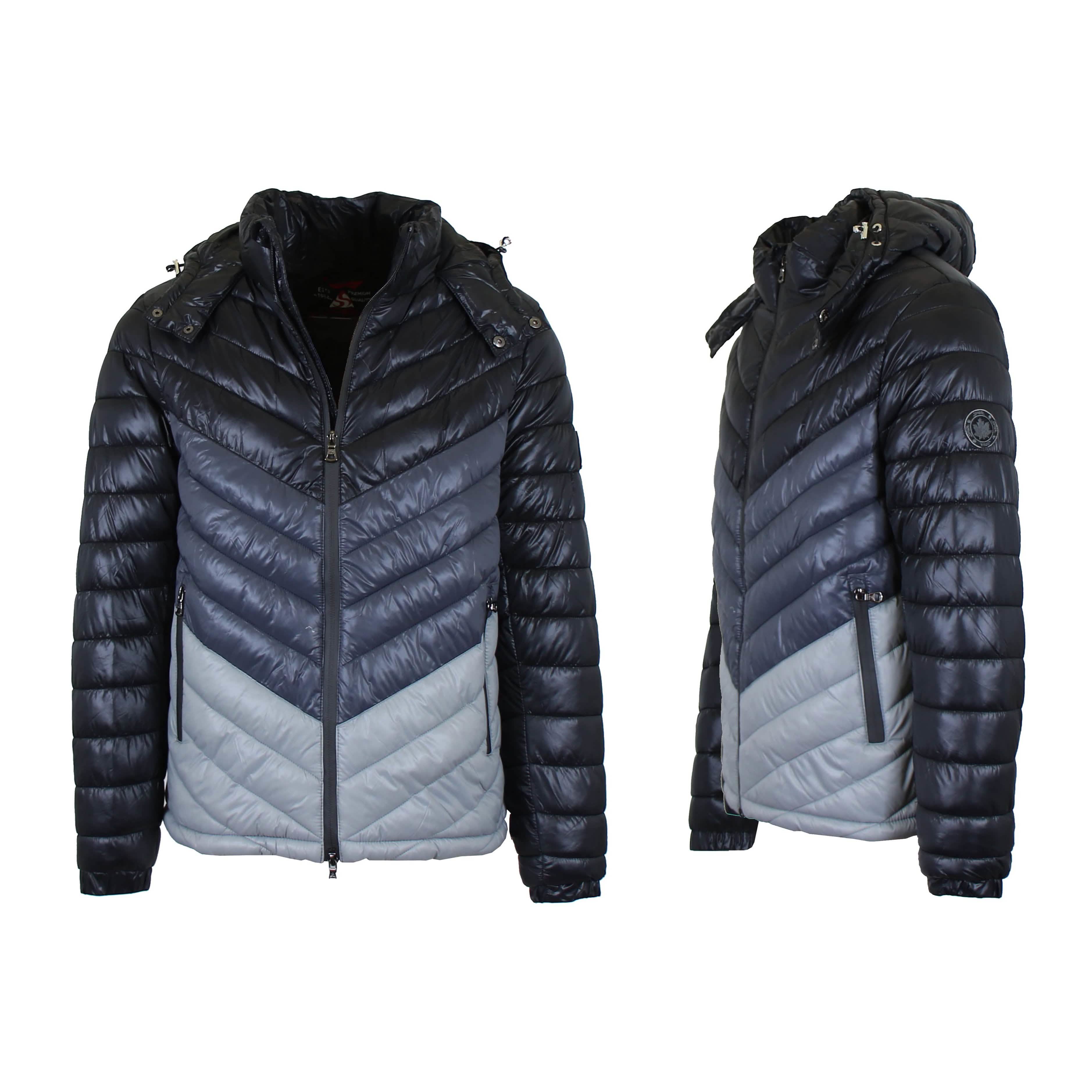 Men’s Heavyweight Hooded Puffer Bubble Jacket – BlackCharcoalSilver Men’s Heavyweight Hooded Puffer Bubble Jacket – BlackCharcoalSilver