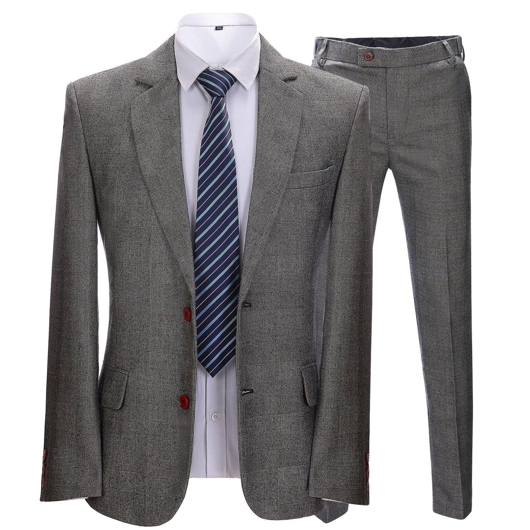 Menseventwear Mens Suit Business Pieces Formal Grey Notch Lapel for Wedding Blazer+Pants Menseventwear Mens Suit Business Pieces Formal Grey Notch Lapel for Wedding Blazer+Pants