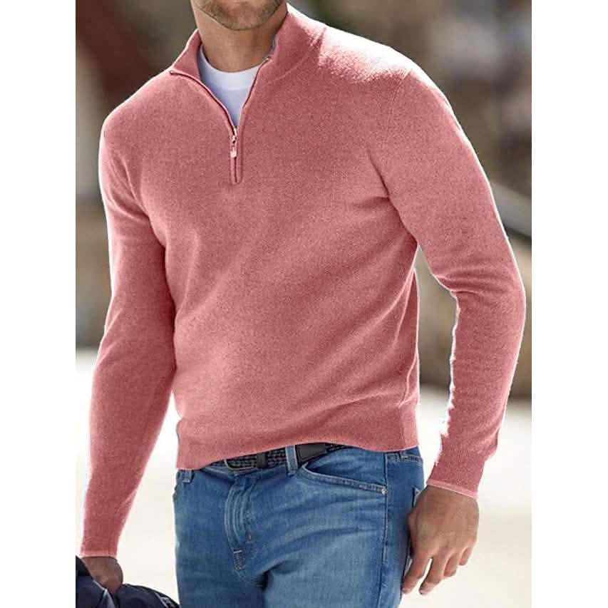 Men’s Sweater Jumper Pullover Ribbed Knit Cropped Zipper Knitted Solid Color – Pink XXXX Men’s Sweater Jumper Pullover Ribbed Knit Cropped Zipper Knitted Solid Color – Pink XXXX
