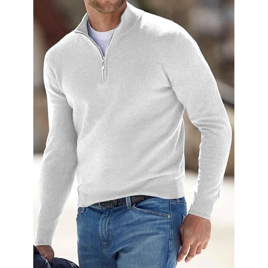 Men’s Sweater Jumper Pullover Ribbed Knit Cropped Zipper Knitted Solid Color – White XXXX Men’s Sweater Jumper Pullover Ribbed Knit Cropped Zipper Knitted Solid Color – White XXXX