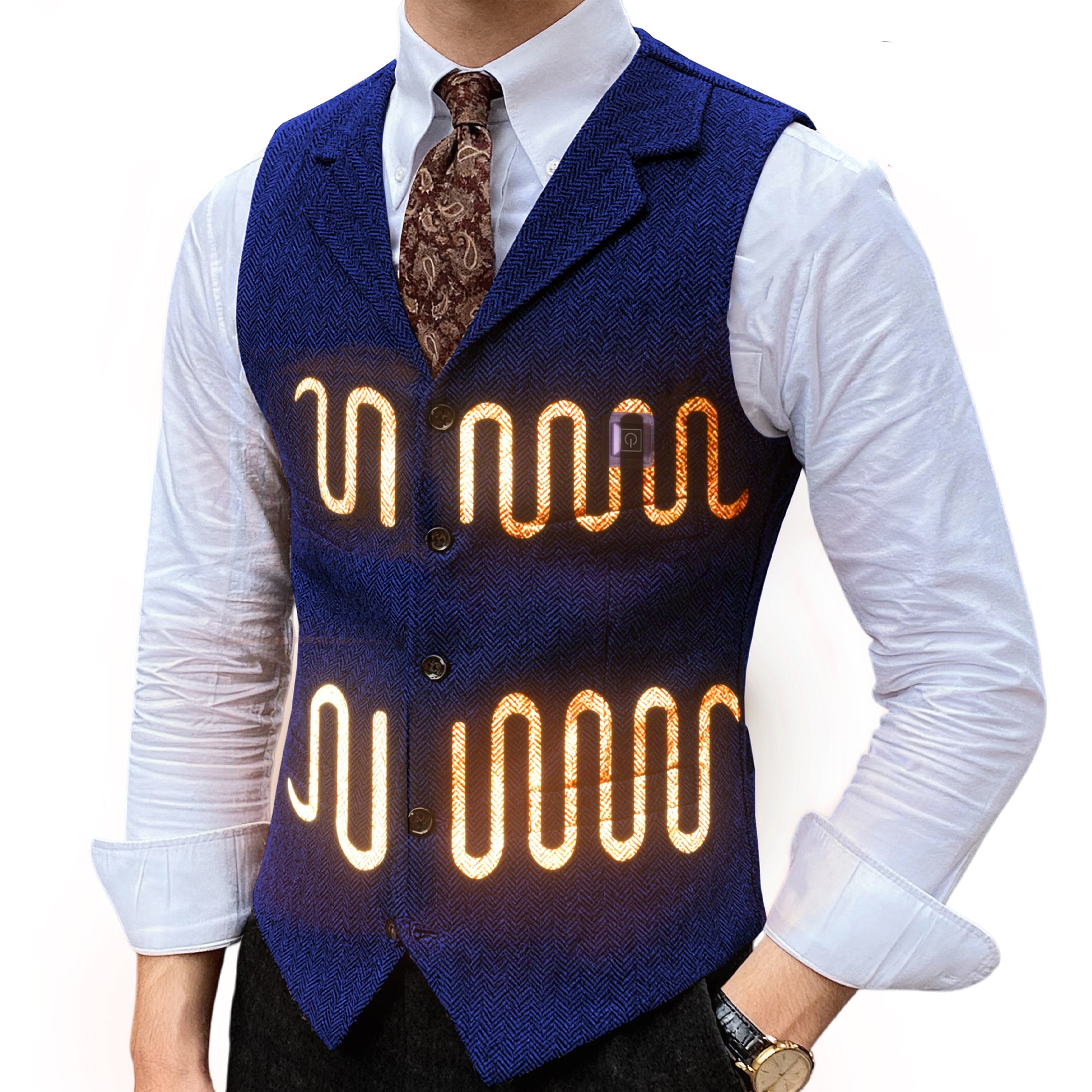 MensEventWear Men’s Tweed Heated Vest-Winter Men Hiking Cycling Golf Lightweight Heating Vestwithout battery bank