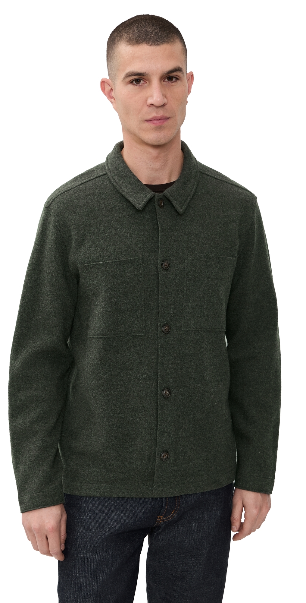 Marine Layer Boiled Wool Overshirt Olive Marine Layer Boiled Wool Overshirt Olive