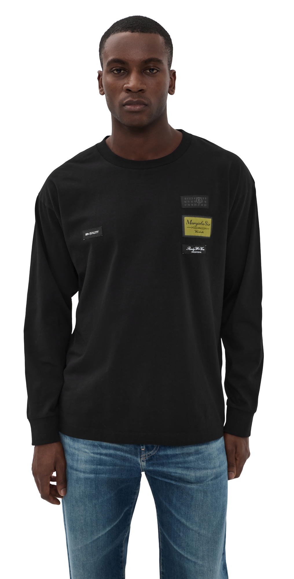 MM Maison Margiela Long Sleeve Logo Top Black