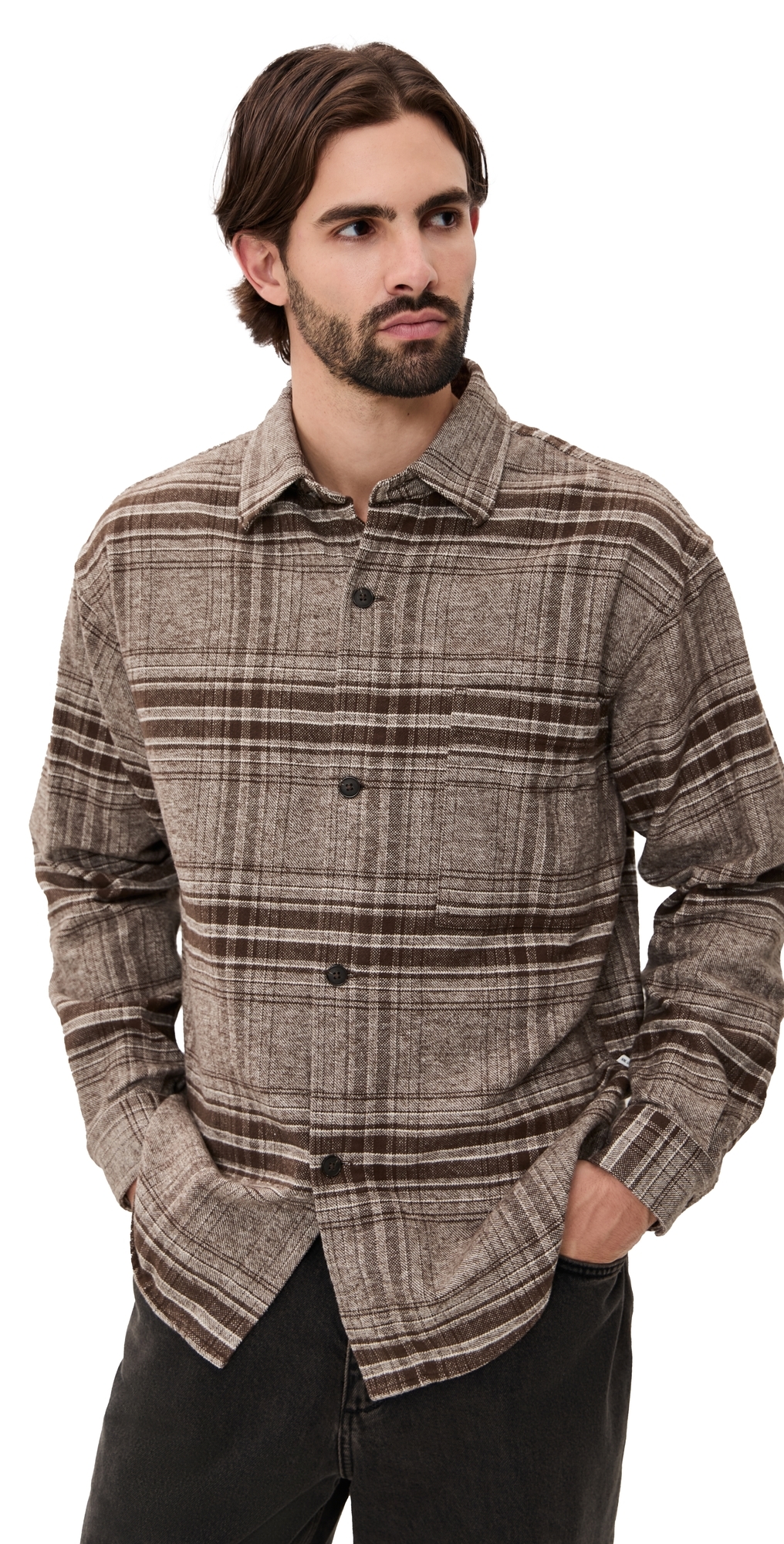 NN Adwin Brushed Flannel Shirt Creme Check