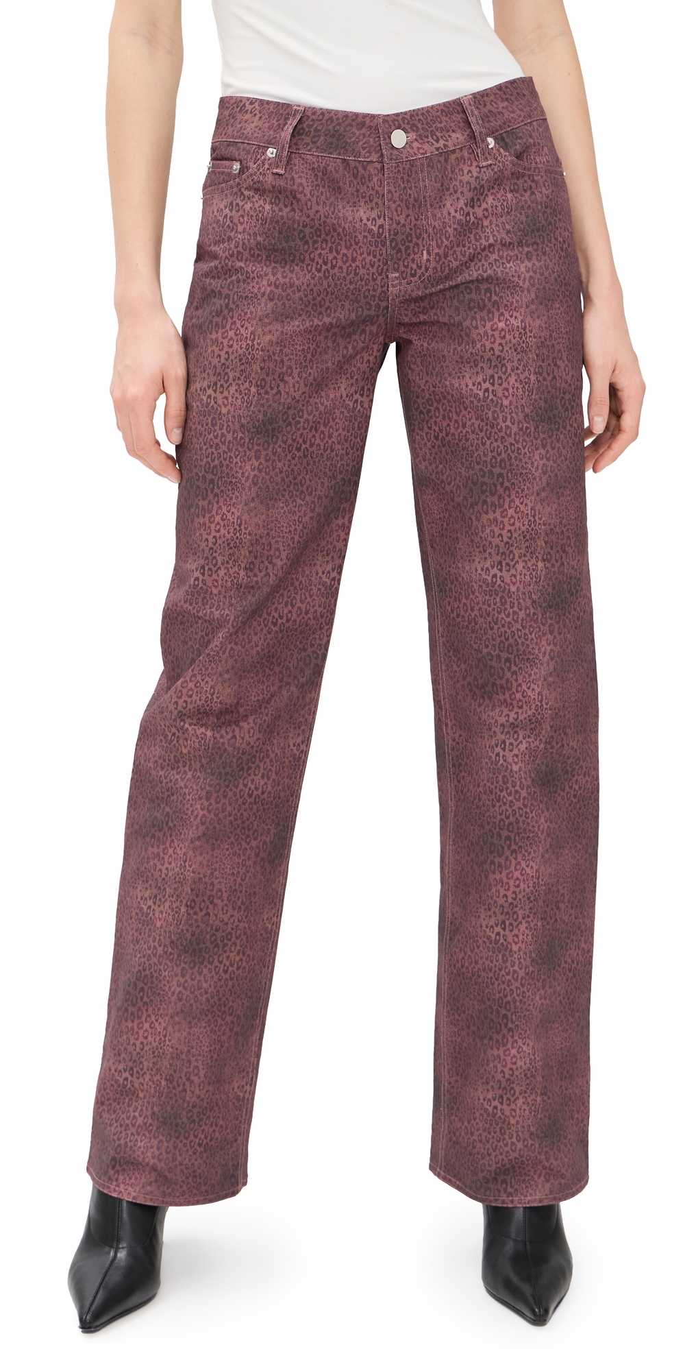 Peachy Den Cicely Straight Leg Trousers Red Leopard Peachy Den Cicely Straight Leg Trousers Red Leopard