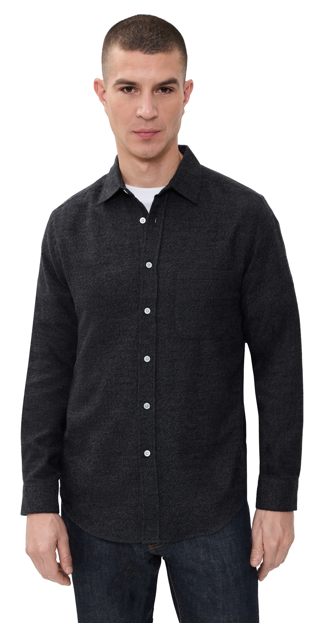 Portuguese Flannel Teca . Brushed Flannel Button Down Shirt Grey