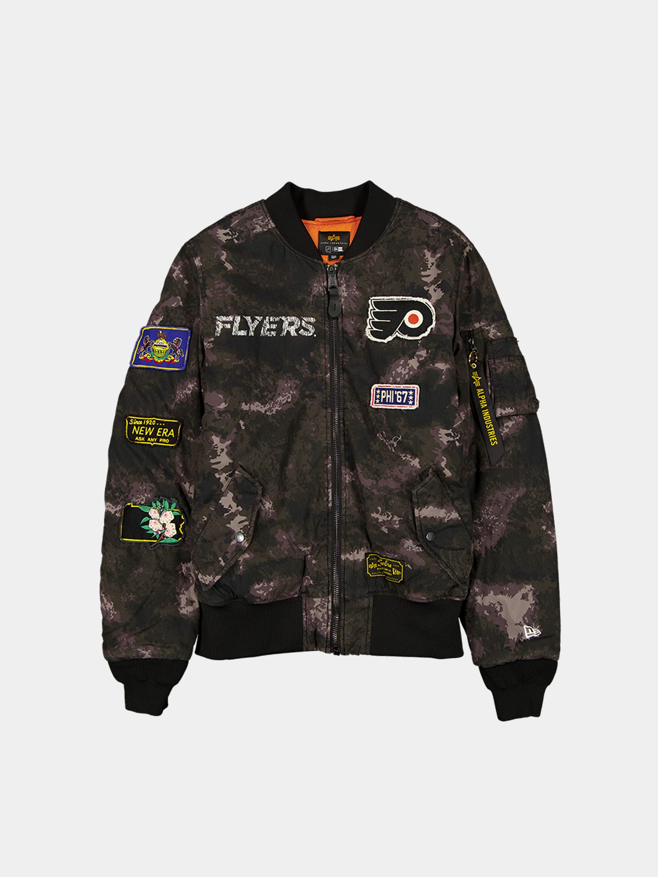 PHILADELPHIA FLYERS X ALPHA X NEW ERA MA- BOMBER JACKET BLACK CAMO PHILADELPHIA FLYERS X ALPHA X NEW ERA MA- BOMBER JACKET BLACK CAMO
