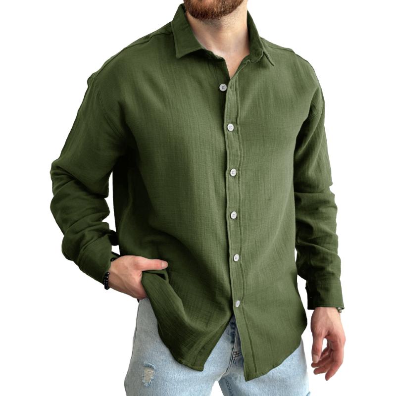 Men’s Solid Long Sleeve Lapel Shirt Y Men’s Solid Long Sleeve Lapel Shirt Y