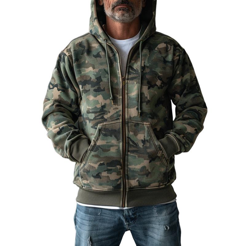 Men’s Camouflage Print Hooded Sweatshirt Jacket Y Men’s Camouflage Print Hooded Sweatshirt Jacket Y