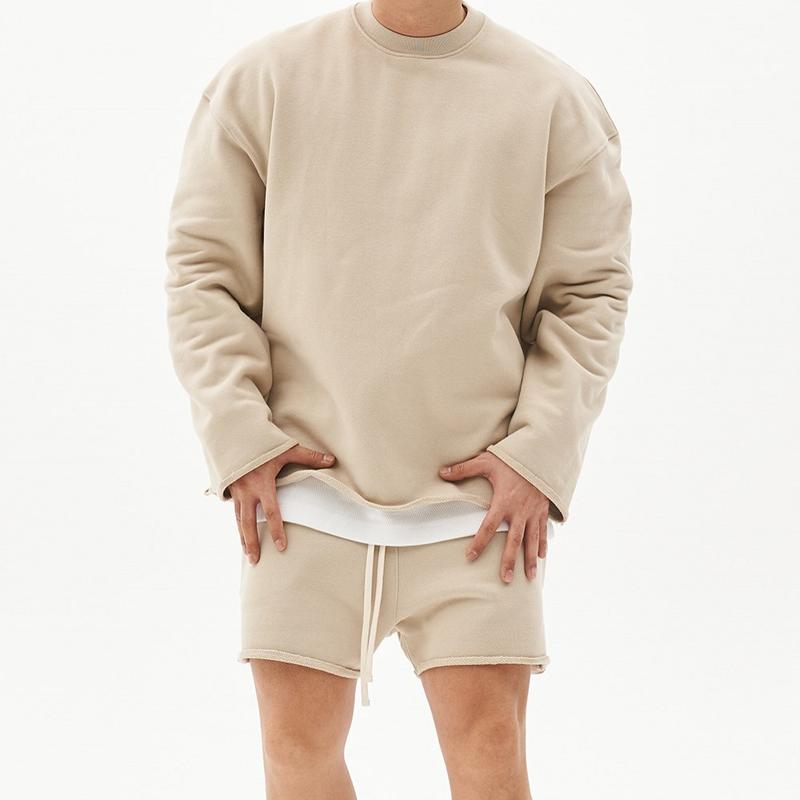 Men’s Fashion Solid Color Loose Rolled Sweatshirt Shorts Set Z Men’s Fashion Solid Color Loose Rolled Sweatshirt Shorts Set Z