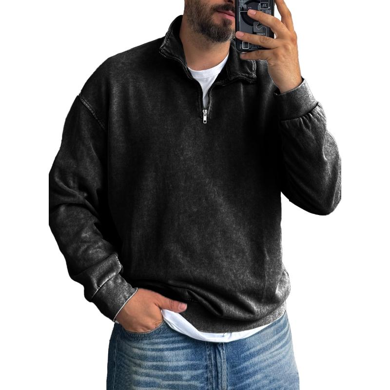 Men’s Solid Color Lapel Zipper Sweatshirt Y Men’s Solid Color Lapel Zipper Sweatshirt Y
