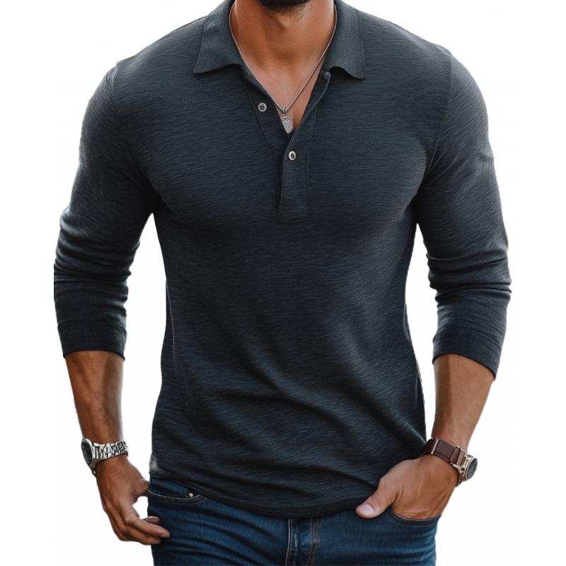 Men’s Casual Cotton Blend Lapel Slim Fit Long Sleeve Polo Shirt M Men’s Casual Cotton Blend Lapel Slim Fit Long Sleeve Polo Shirt M