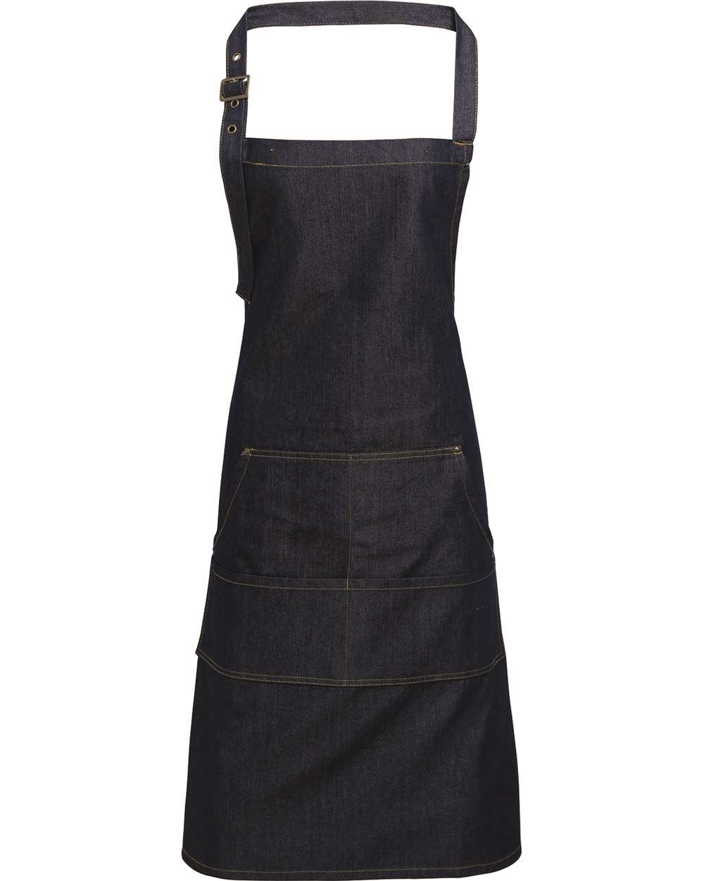 Artisan Collection by Reprime – RP – Jeans Stitch Denim Bib Apron with Pockets – Indigo Denim