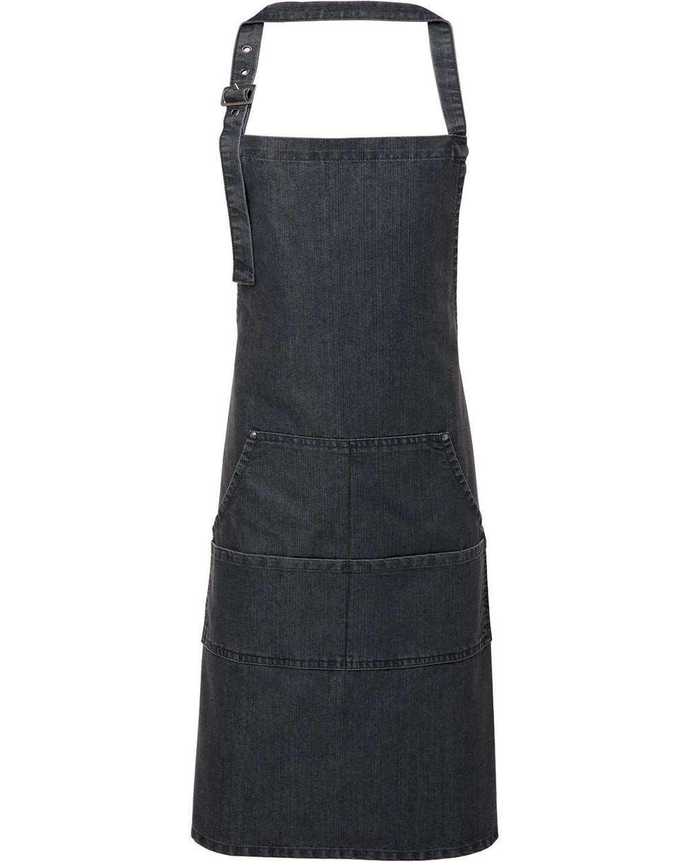 Artisan Collection by Reprime – RP – Jeans Stitch Denim Bib Apron with Pockets – Black Denim