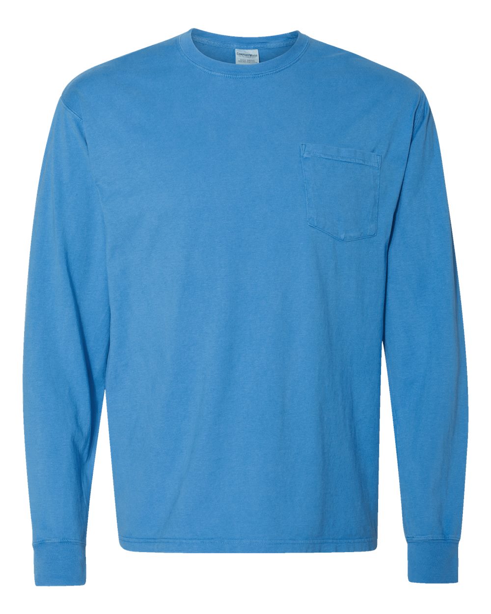 ComfortWash by Hanes – GDH – Garment – Dyed Long Sleeve T – Shirt With a Pocket – Summer Sky Blue