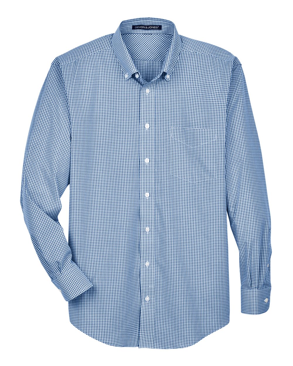 Devon & Jones – D – Men’s Crown Collection Gingham Check Woven Dress Shirt – French Blue Devon & Jones – D – Men’s Crown Collection Gingham Check Woven Dress Shirt – French Blue