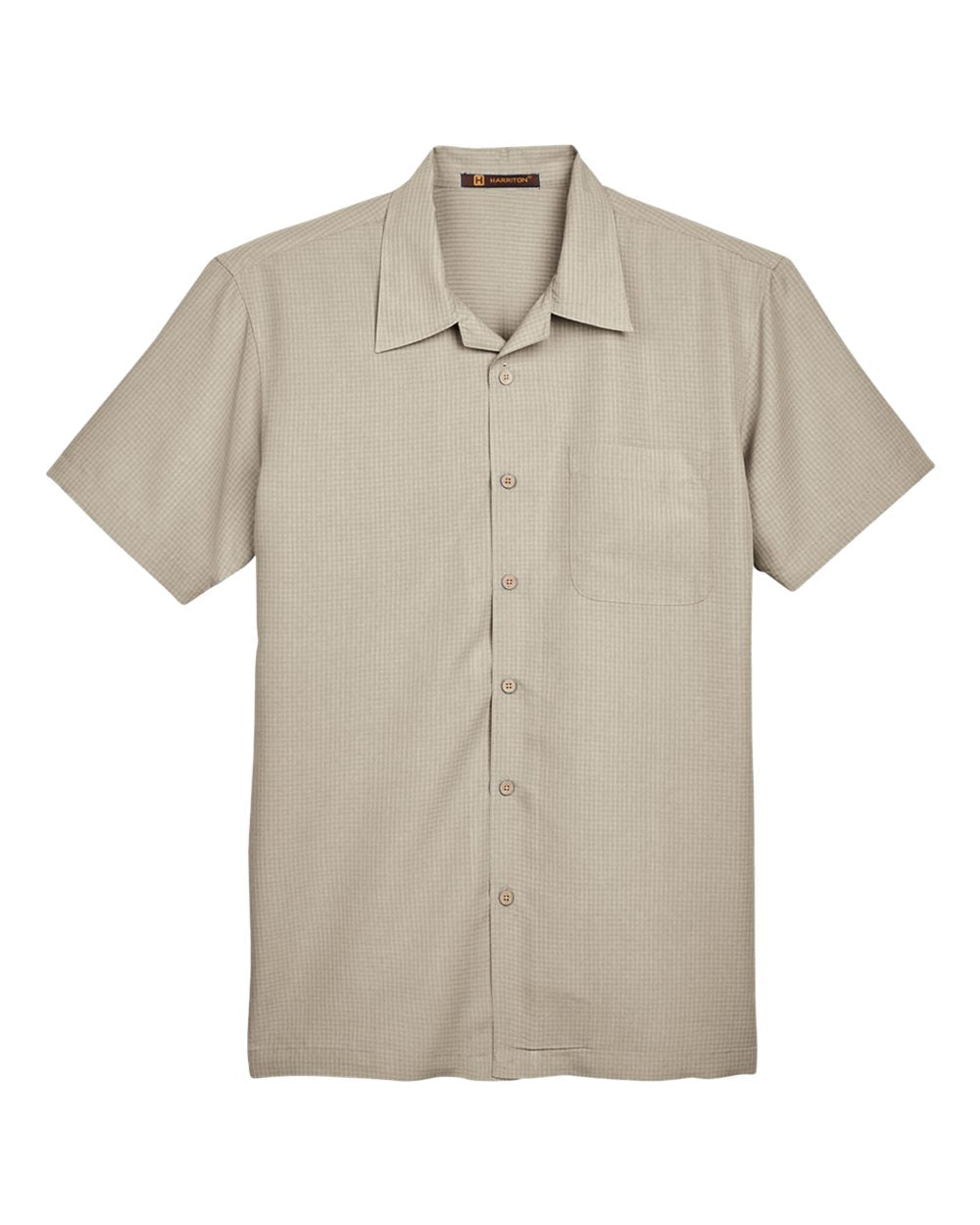 Harriton – M – Men’s Barbados Textured Camp Shirt – Khaki – Harriton – M – Men’s Barbados Textured Camp Shirt – Khaki –