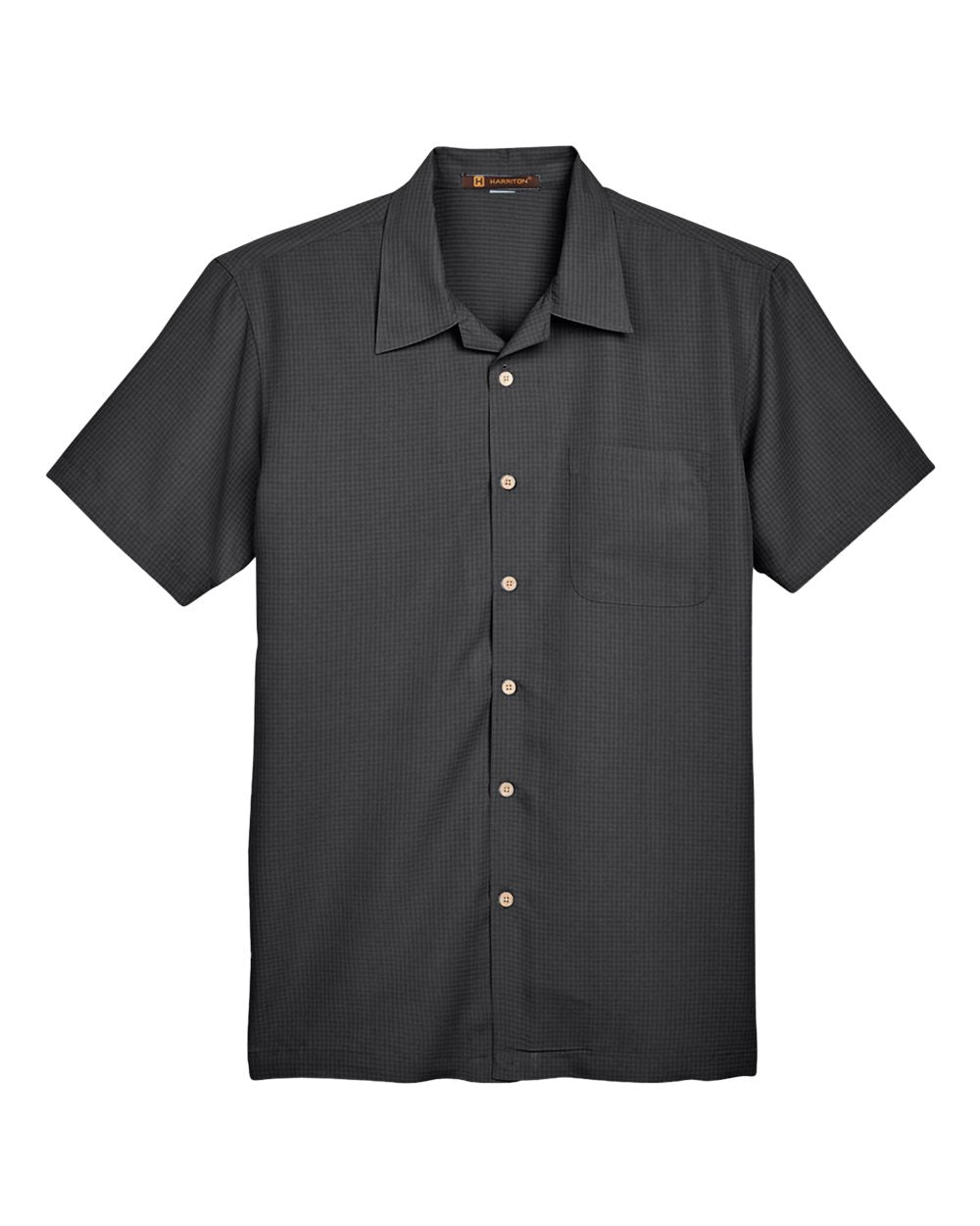 Harriton – M – Men’s Barbados Textured Camp Shirt – Black Harriton – M – Men’s Barbados Textured Camp Shirt – Black