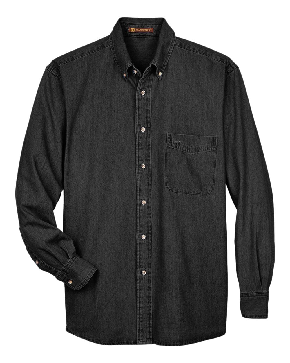 Harriton – M – Men’s Long Sleeve Denim Shirt – Washed Black Harriton – M – Men’s Long Sleeve Denim Shirt – Washed Black