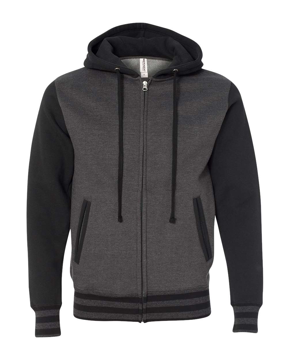 Independent Trading Co. – INDUVZ – Heavyweight Varsity Full – Zip Hooded Sweatshirt – Charcoal Heather Black –