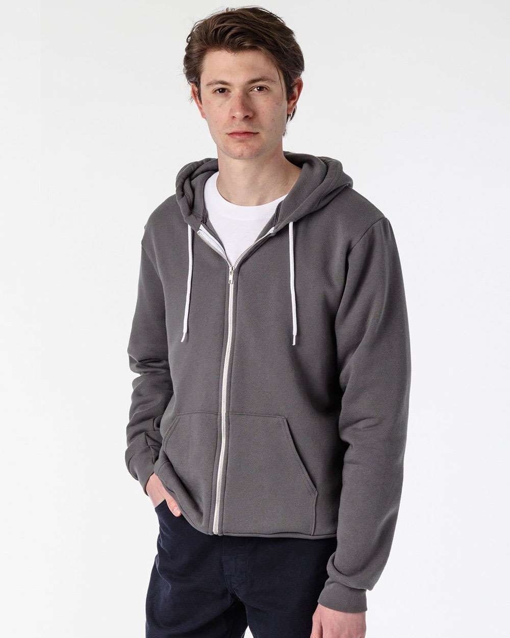 Los Angeles Apparel – F – A – Made Flex Fleece Full – Zip Hooded Sweatshirt – Asphalt