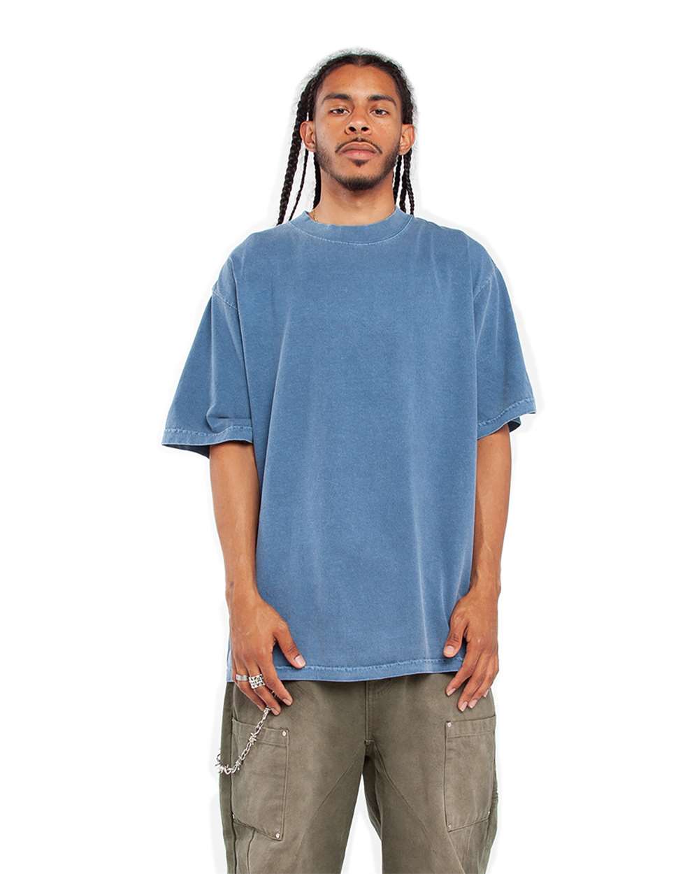 Shaka Wear – SHGD – Garment – Dyed Crewneck T – Shirt – Washed Denim Shaka Wear – SHGD – Garment – Dyed Crewneck T – Shirt – Washed Denim