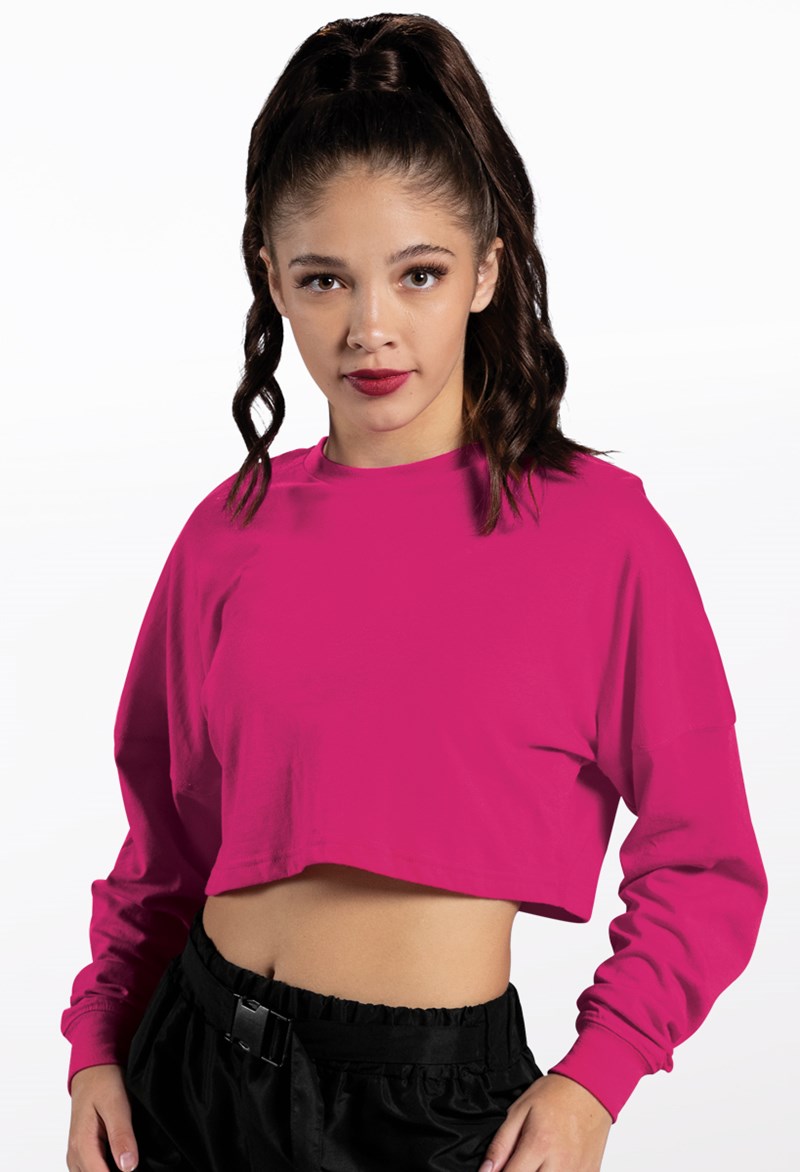 Cropped Long Sleeve Tee – Lipstick – Medium Adult – Dance Top PT Cropped Long Sleeve Tee – Lipstick – Medium Adult – Dance Top PT