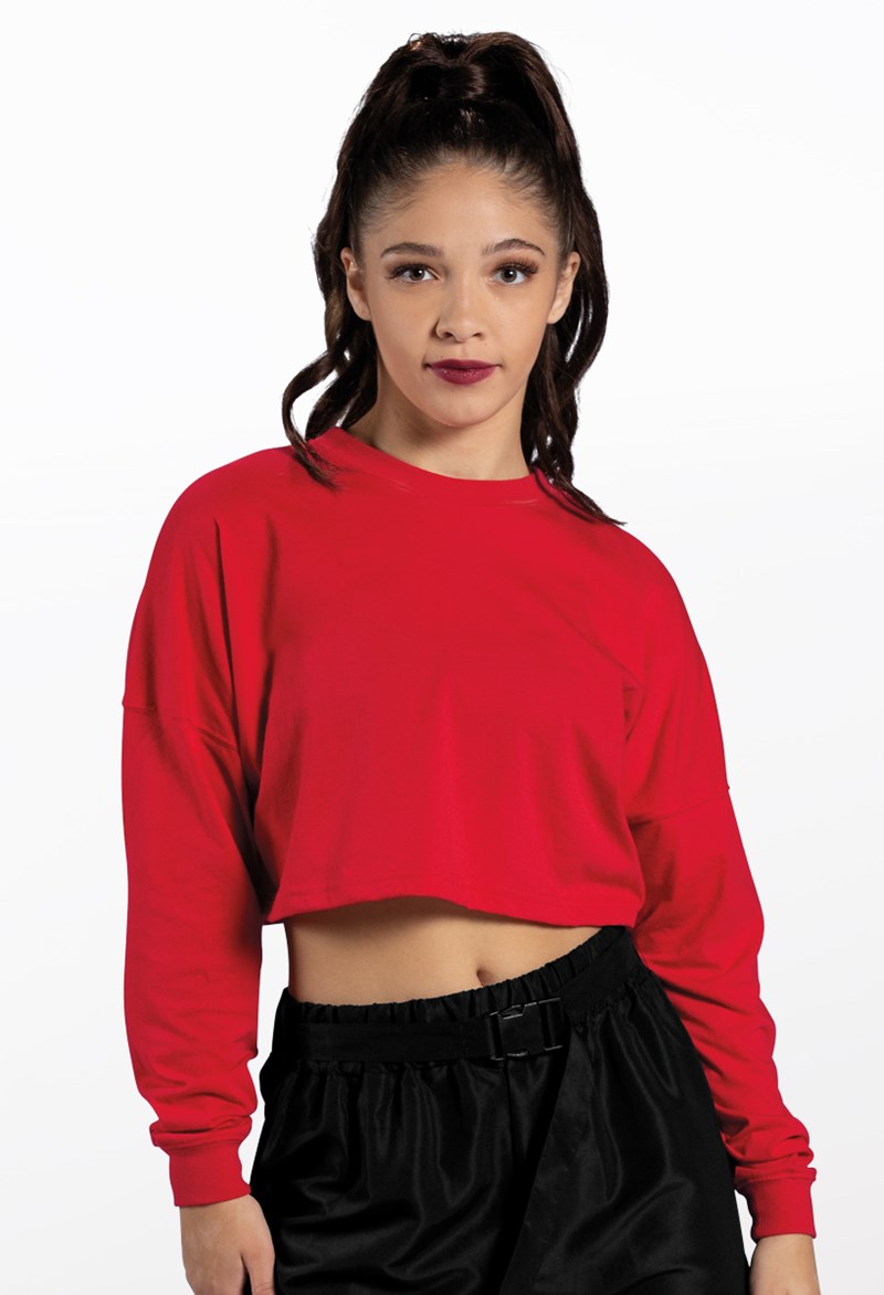 Cropped Long Sleeve Tee – Red – Small Adult – Dance Top PT Cropped Long Sleeve Tee – Red – Small Adult – Dance Top PT