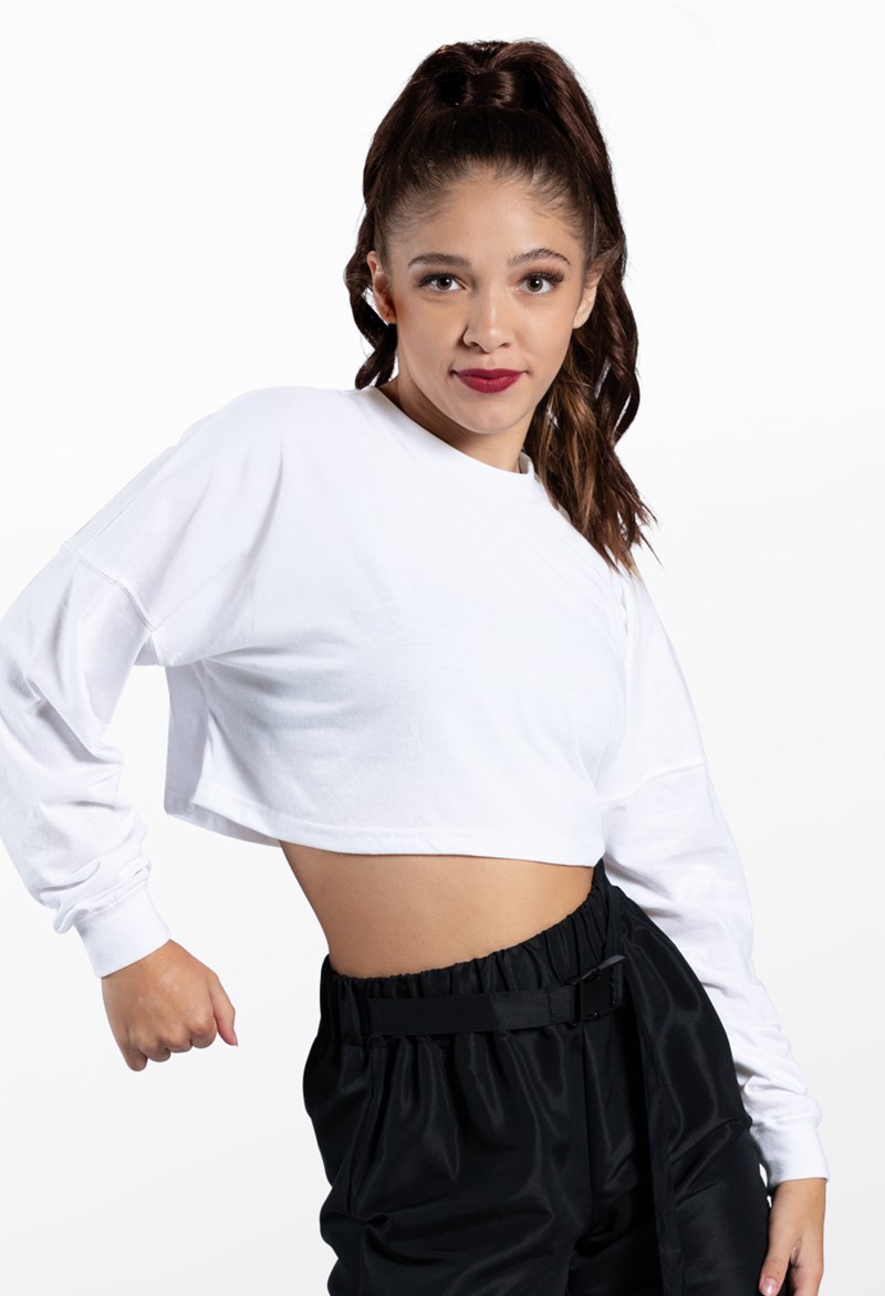 Cropped Long Sleeve Tee – White – Small Child – Dance Top PT Cropped Long Sleeve Tee – White – Small Child – Dance Top PT