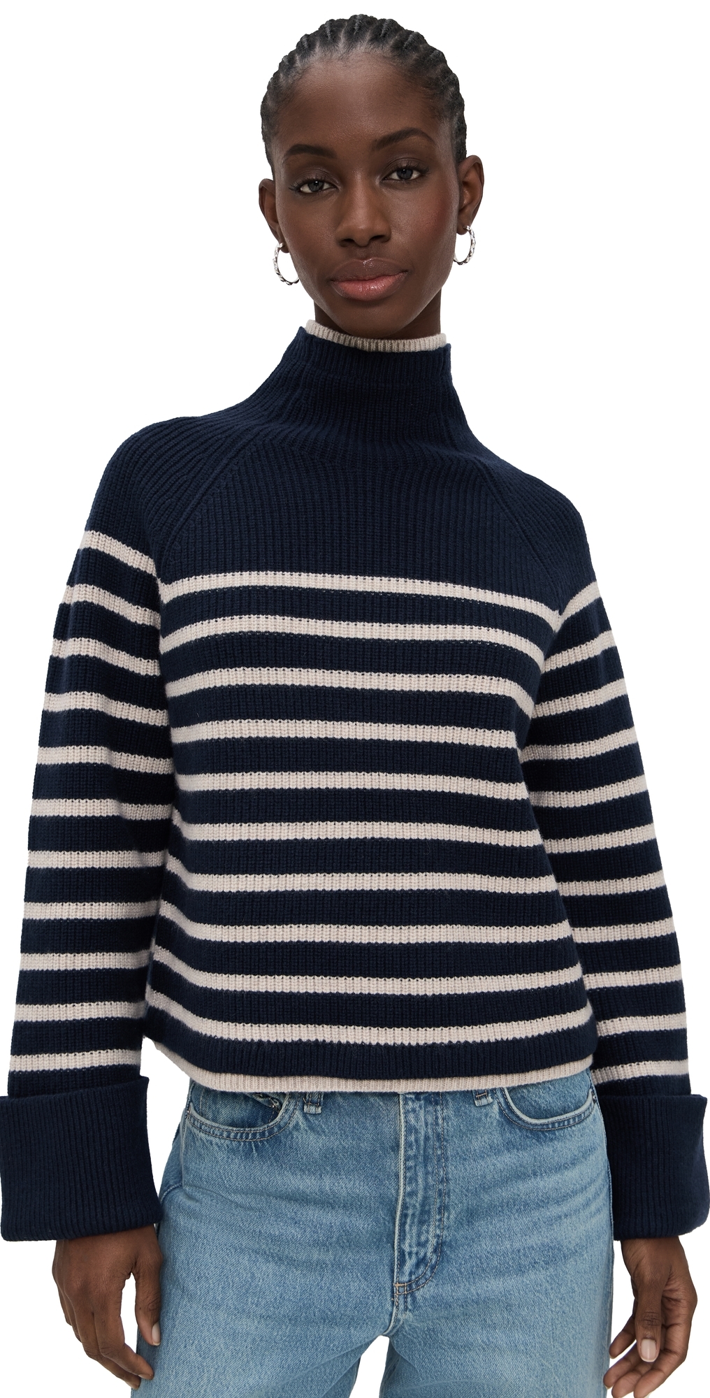 rag & bone Ilaria Stripe Turtleneck Navy