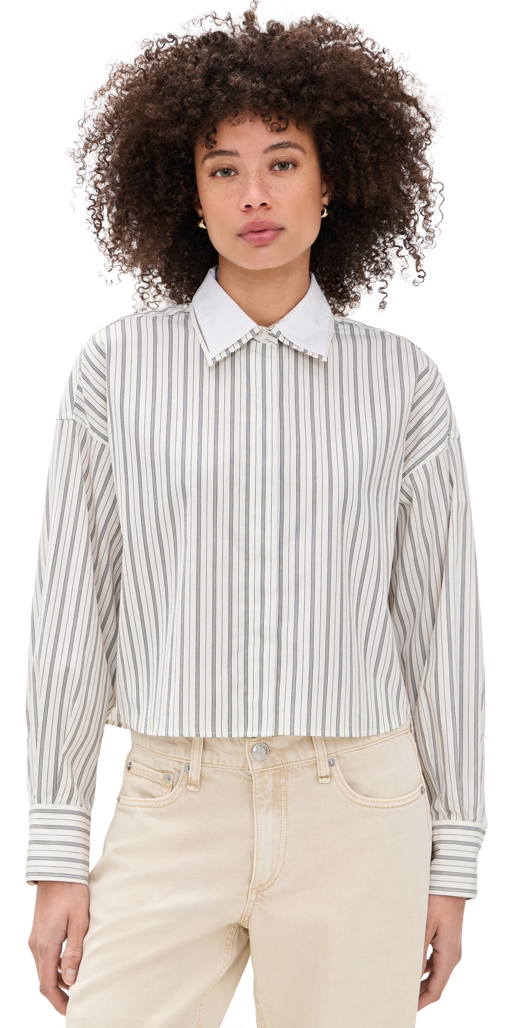 rag & bone Marin Stripe Layered Shirt Cream Stripe