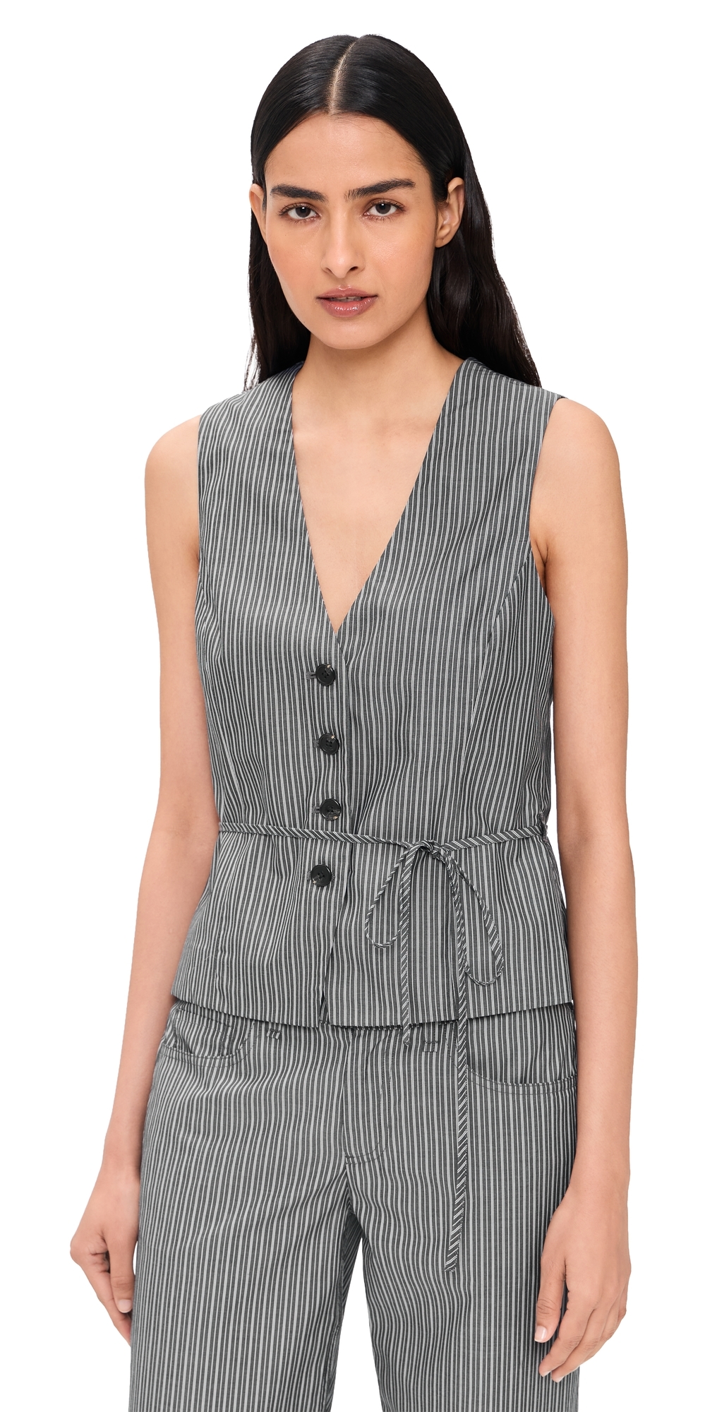 rag & bone Paulette Stripe Poplin Vest Salst rag & bone Paulette Stripe Poplin Vest Salst