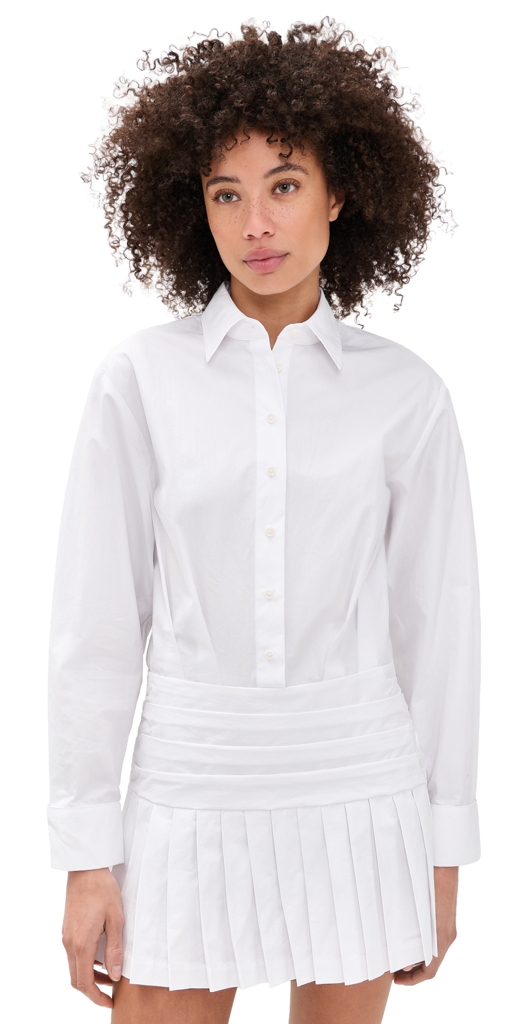 Rowing Blazers Pleated Button Down Shirt Dress White Rowing Blazers Pleated Button Down Shirt Dress White