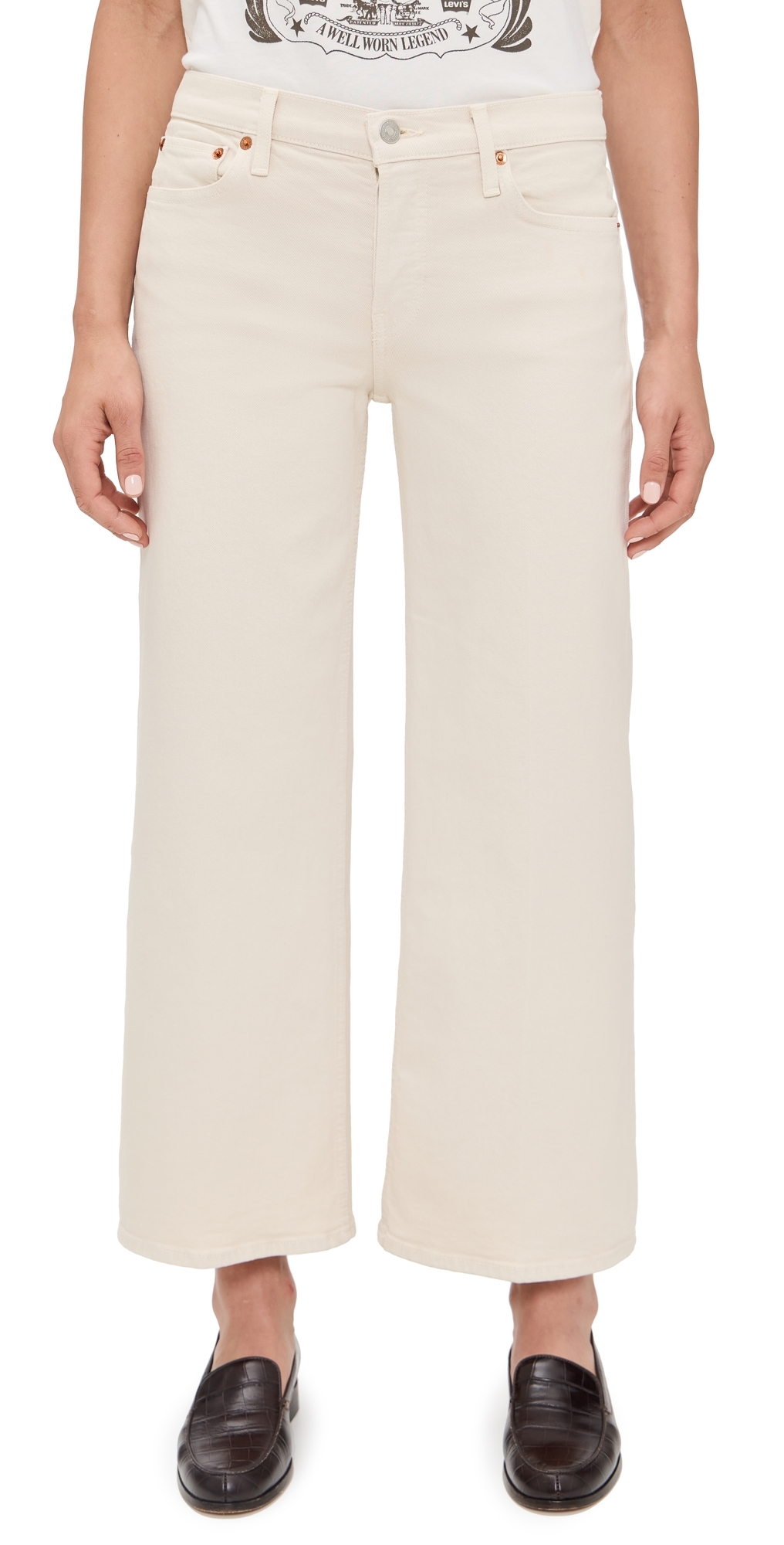 REDONE Mid Rise Wide Leg Crop Jeans Vintage White REDONE Mid Rise Wide Leg Crop Jeans Vintage White